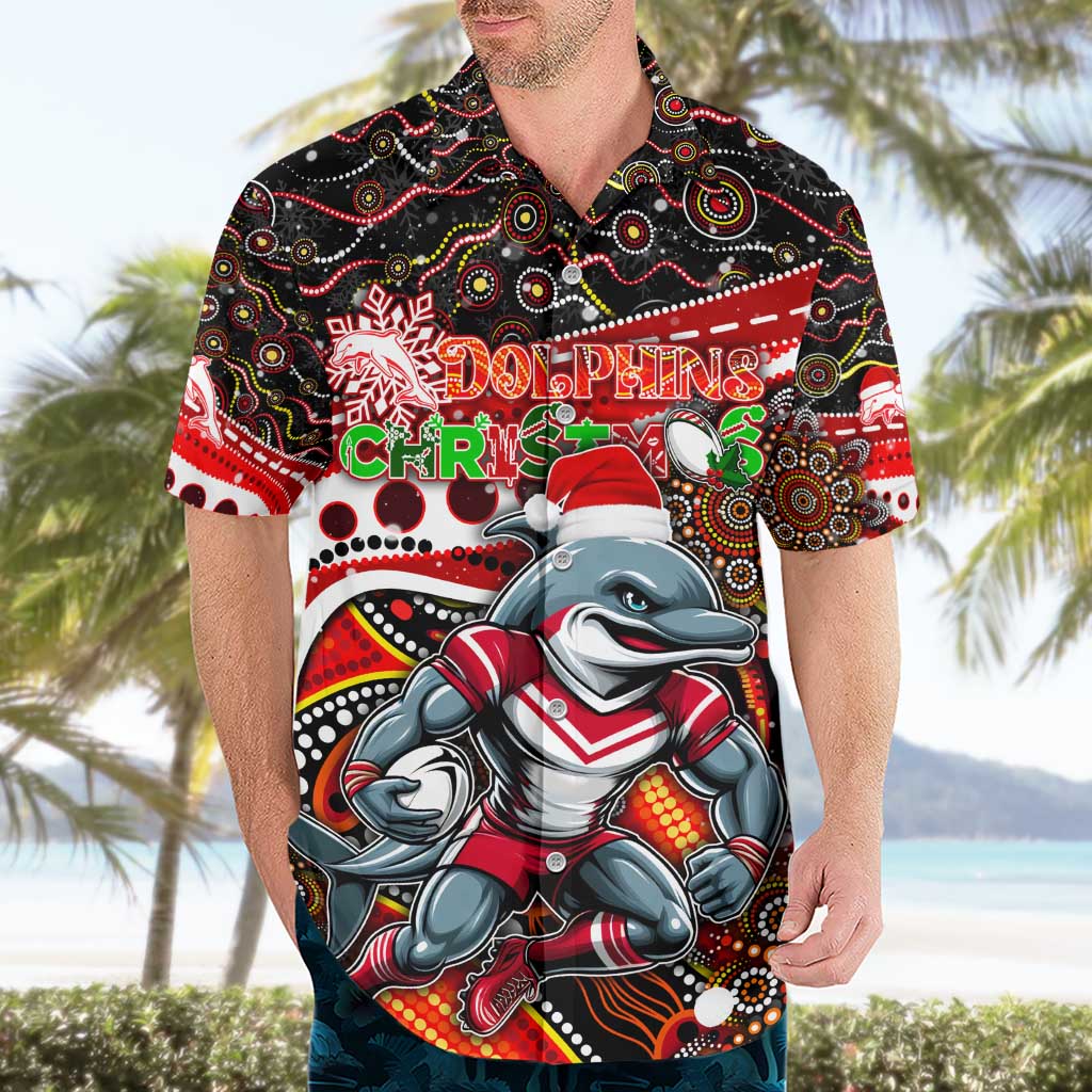 Merry Christmas Dolphins Hawaiian Shirt Aboriginal Santa Rugby Mascot - Redcliffe - Vibe Hoodie Shop