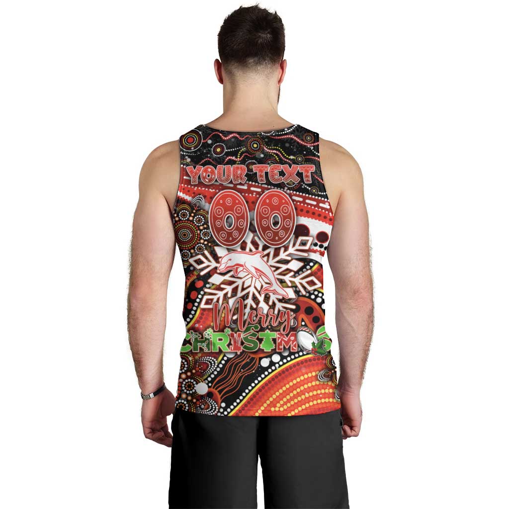 Merry Christmas Dolphins Men Tank Top Aboriginal Santa Rugby Mascot - Redcliffe - Vibe Hoodie Shop