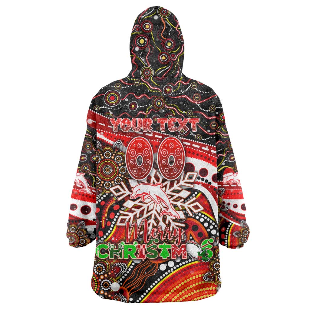 Merry Christmas Dolphins Wearable Blanket Hoodie Aboriginal Santa Rugby Mascot - Redcliffe - Vibe Hoodie Shop