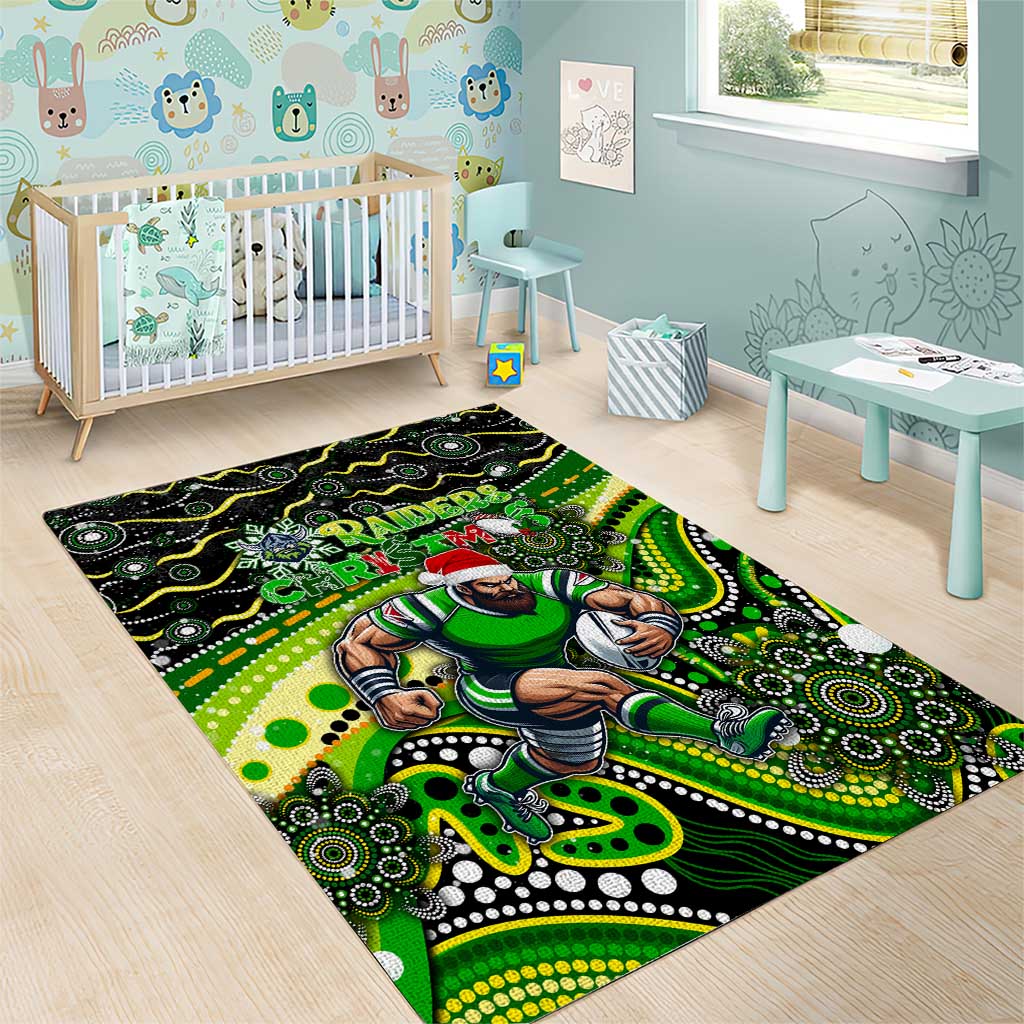 Merry Christmas Raiders Area Rug Aboriginal Santa Rugby Mascot - Canberra - Vibe Hoodie Shop