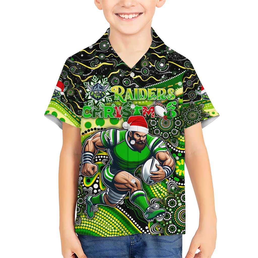 Merry Christmas Raiders Hawaiian Shirt Aboriginal Santa Rugby Mascot - Canberra - Vibe Hoodie Shop