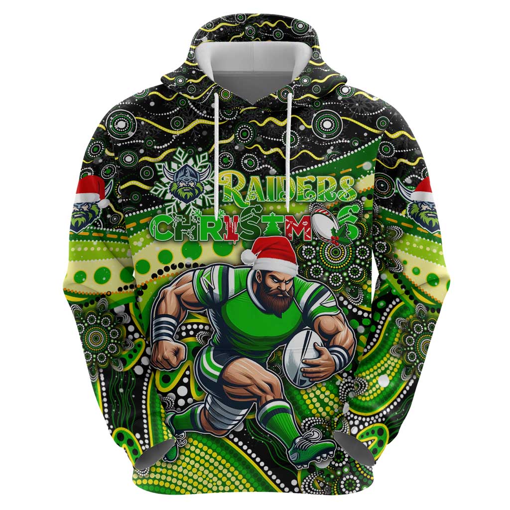 Merry Christmas Raiders Hoodie Aboriginal Santa Rugby Mascot - Canberra - Vibe Hoodie Shop