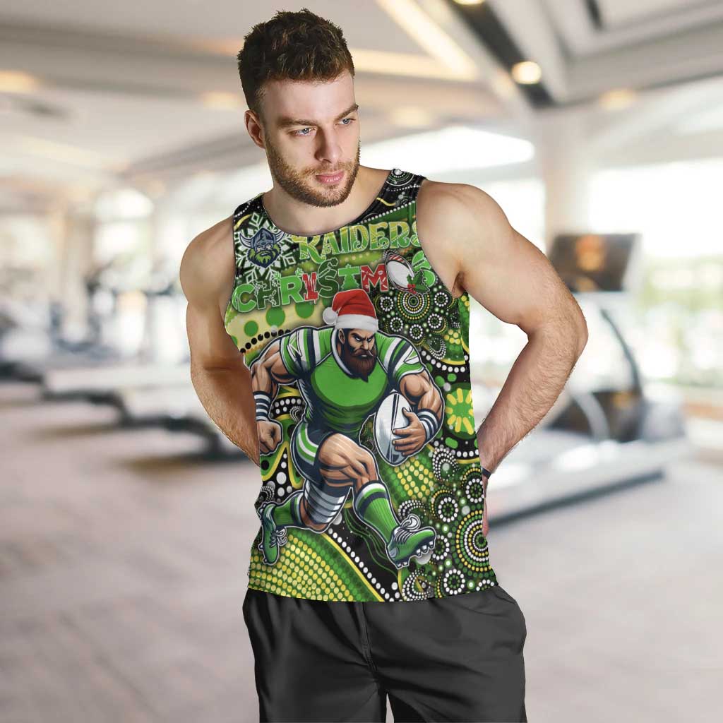 Merry Christmas Raiders Men Tank Top Aboriginal Santa Rugby Mascot - Canberra - Vibe Hoodie Shop