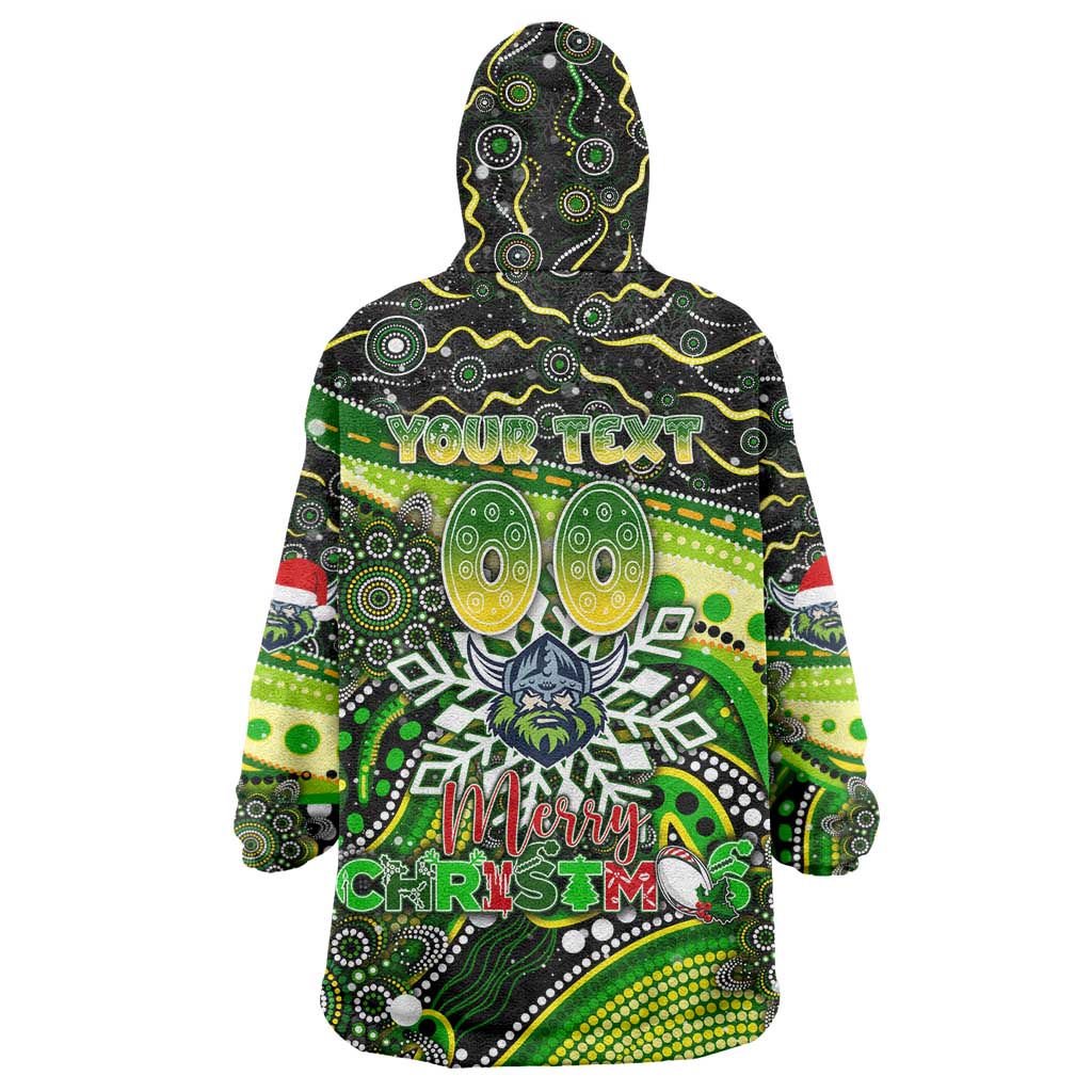 Merry Christmas Raiders Wearable Blanket Hoodie Aboriginal Santa Rugby Mascot - Canberra - Vibe Hoodie Shop