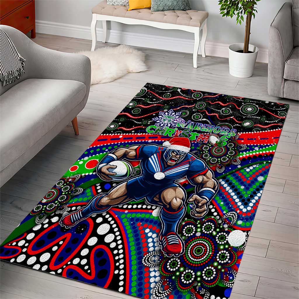 Merry Christmas New Zealand Warriors Area Rug Aboriginal Santa Rugby Mascot - Vibe Hoodie Shop