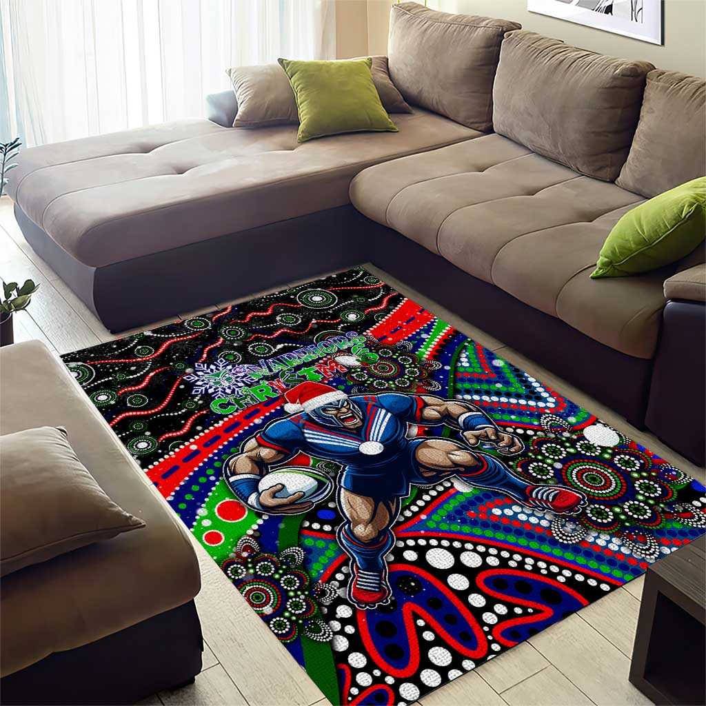 Merry Christmas New Zealand Warriors Area Rug Aboriginal Santa Rugby Mascot - Vibe Hoodie Shop