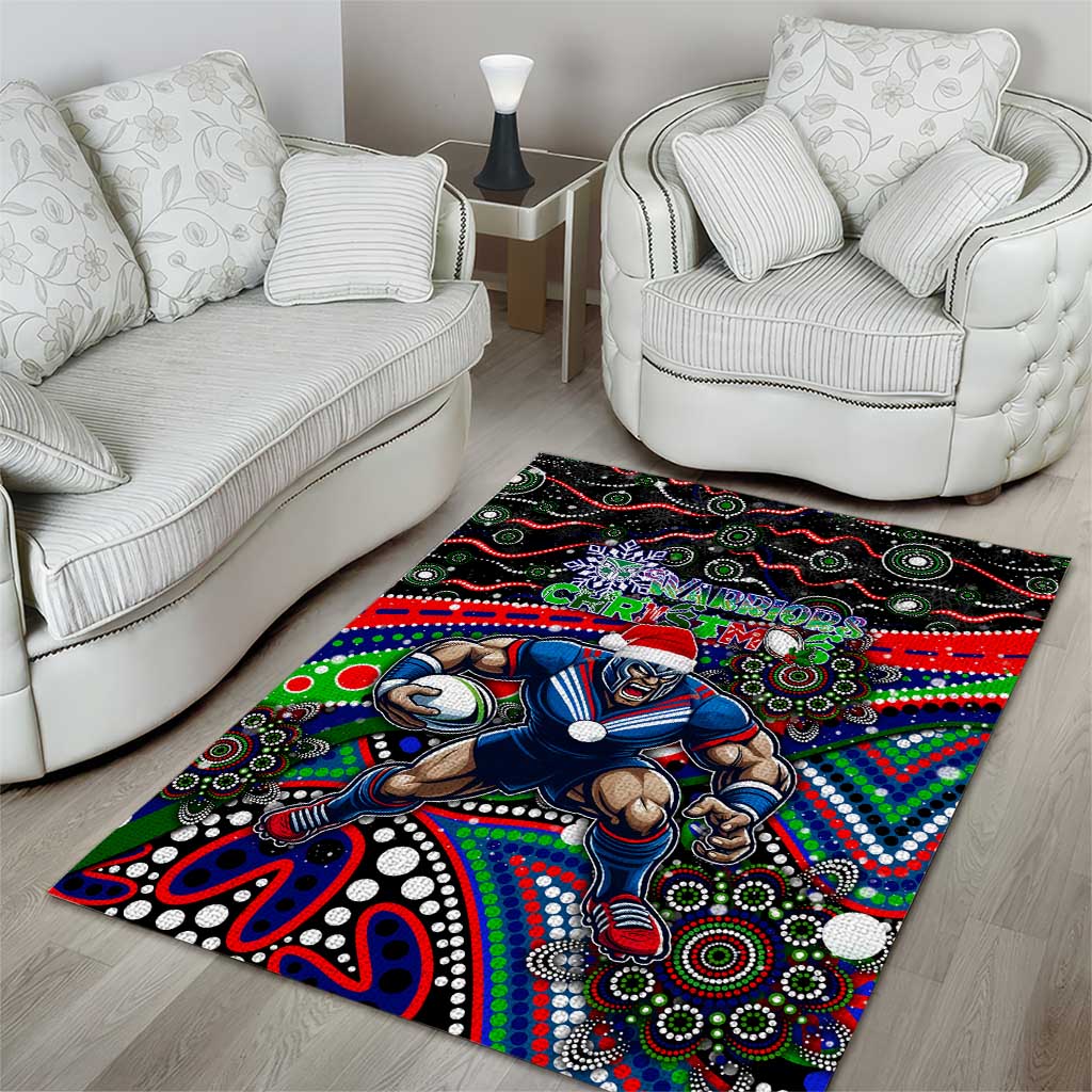 Merry Christmas New Zealand Warriors Area Rug Aboriginal Santa Rugby Mascot - Vibe Hoodie Shop