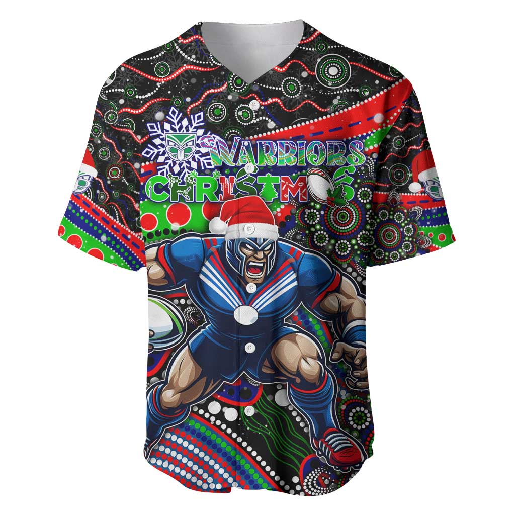 Merry Christmas New Zealand Warriors Baseball Jersey Aboriginal Santa Rugby Mascot - Vibe Hoodie Shop
