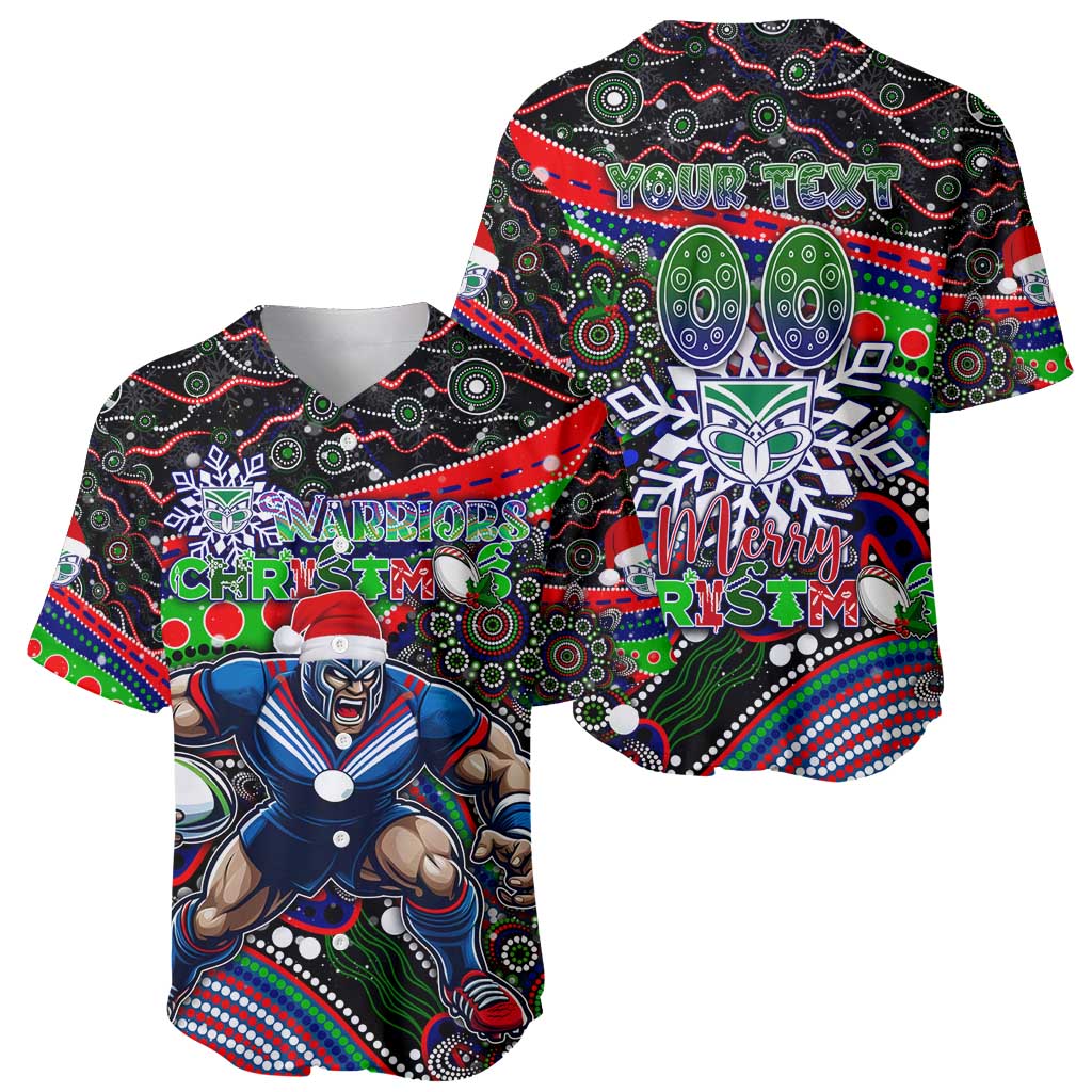 Merry Christmas New Zealand Warriors Baseball Jersey Aboriginal Santa Rugby Mascot - Vibe Hoodie Shop