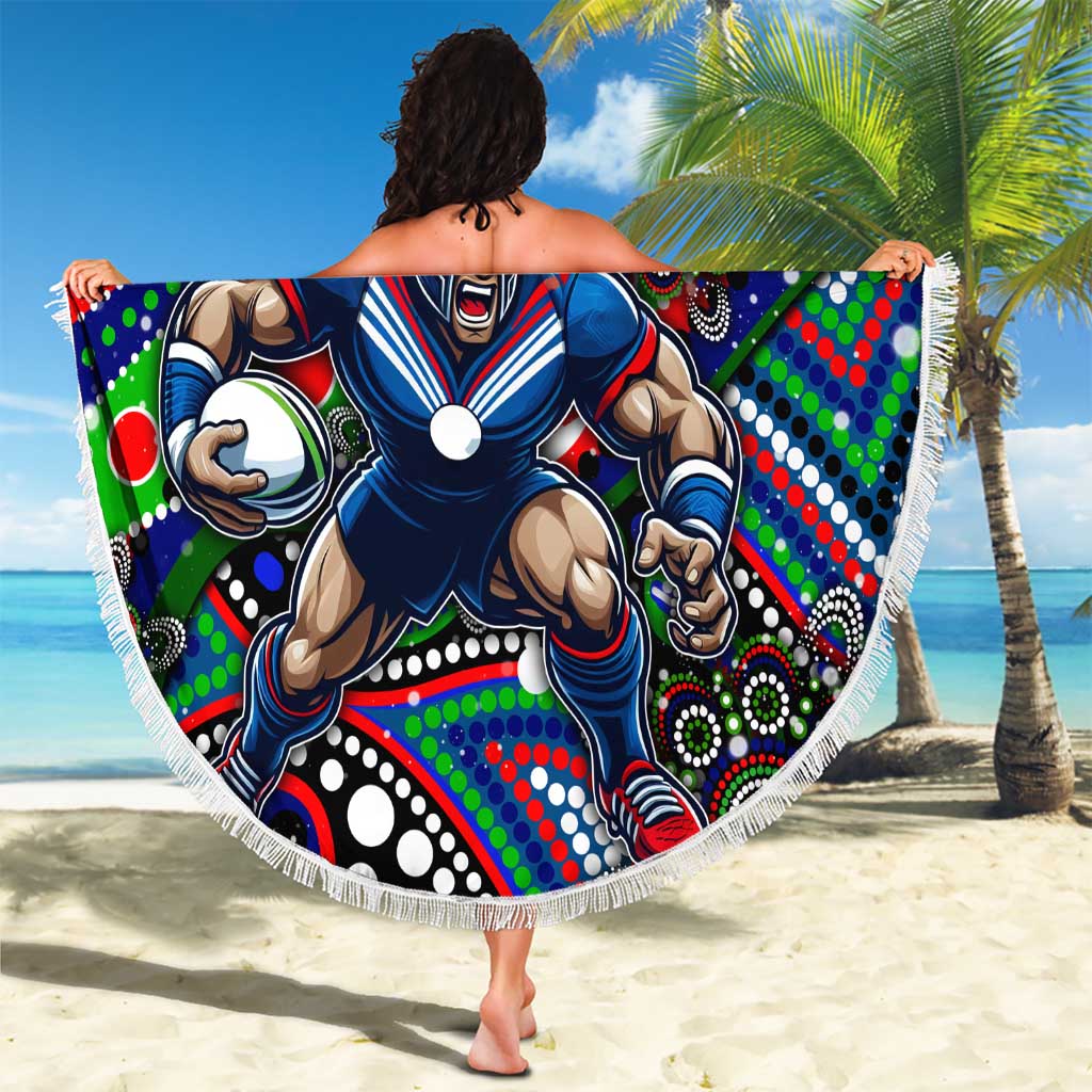 Merry Christmas New Zealand Warriors Beach Blanket Aboriginal Santa Rugby Mascot