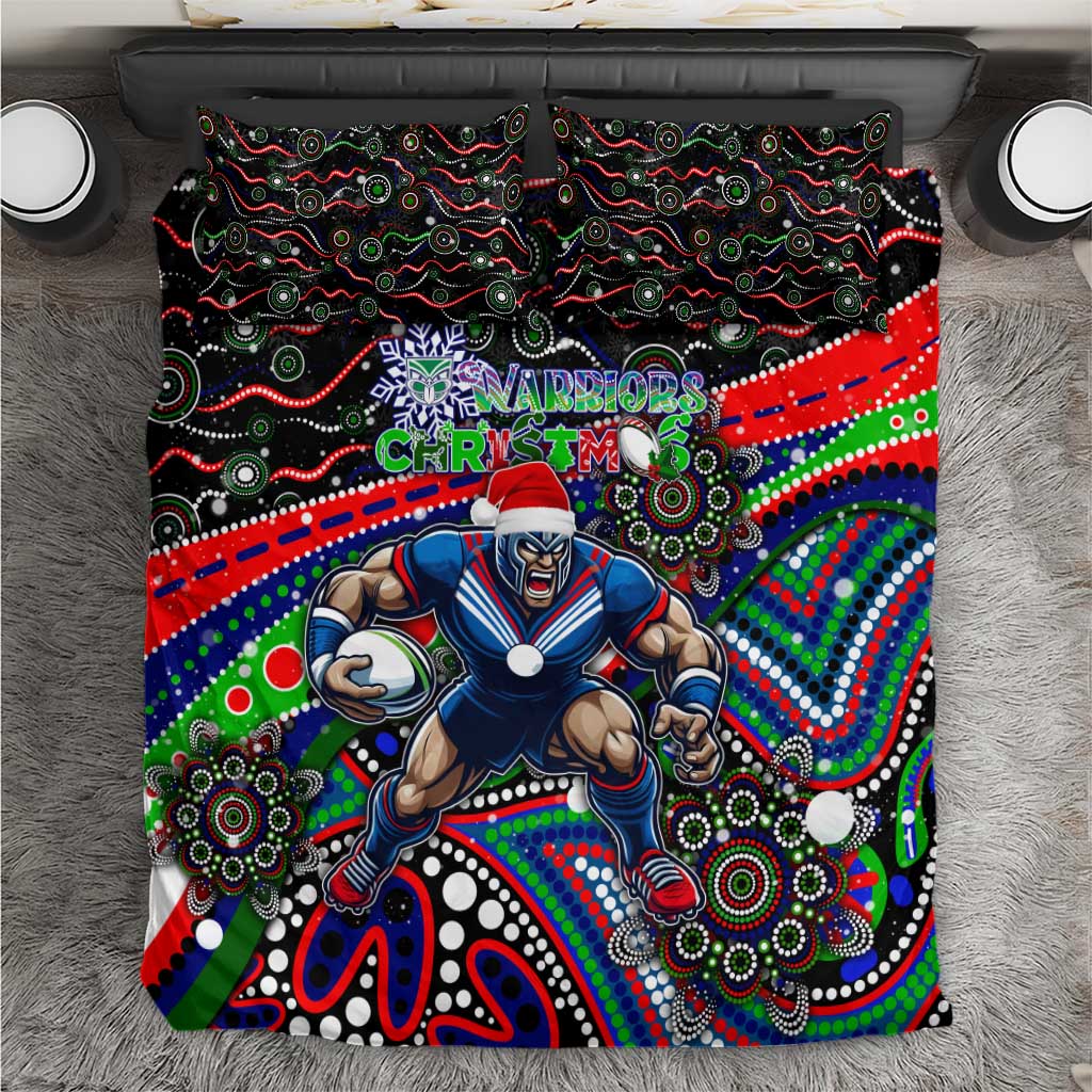 Merry Christmas New Zealand Warriors Bedding Set Aboriginal Santa Rugby Mascot - Vibe Hoodie Shop