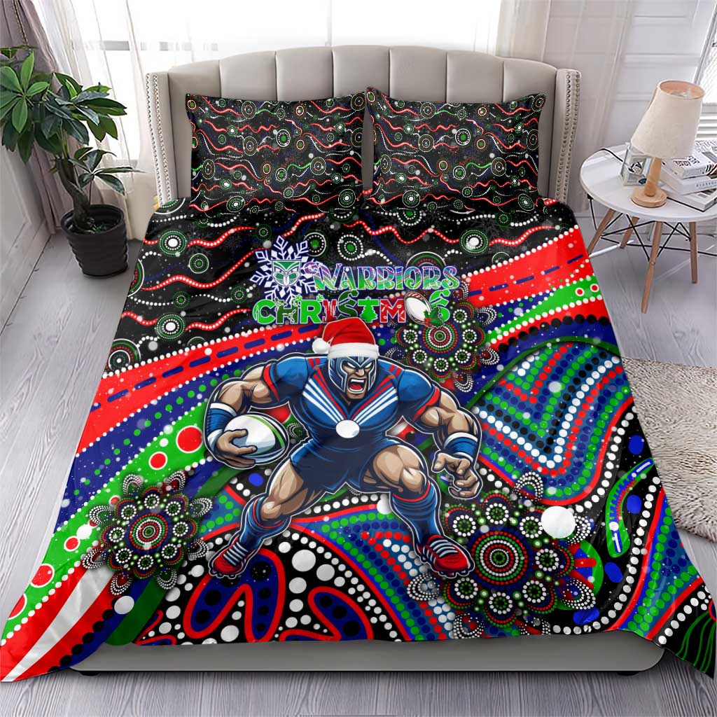 Merry Christmas New Zealand Warriors Bedding Set Aboriginal Santa Rugby Mascot - Vibe Hoodie Shop