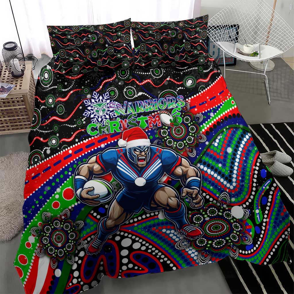 Merry Christmas New Zealand Warriors Bedding Set Aboriginal Santa Rugby Mascot - Vibe Hoodie Shop