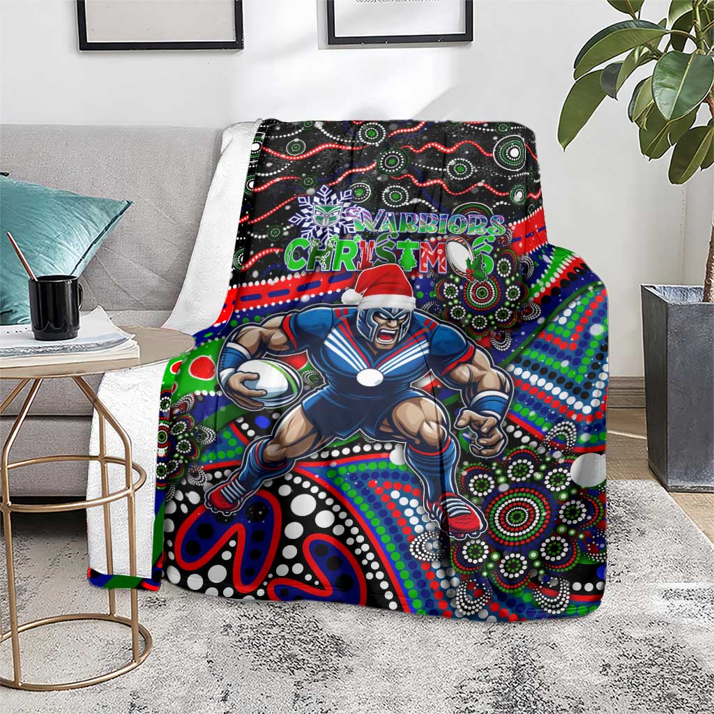 Merry Christmas New Zealand Warriors Blanket Aboriginal Santa Rugby Mascot - Vibe Hoodie Shop