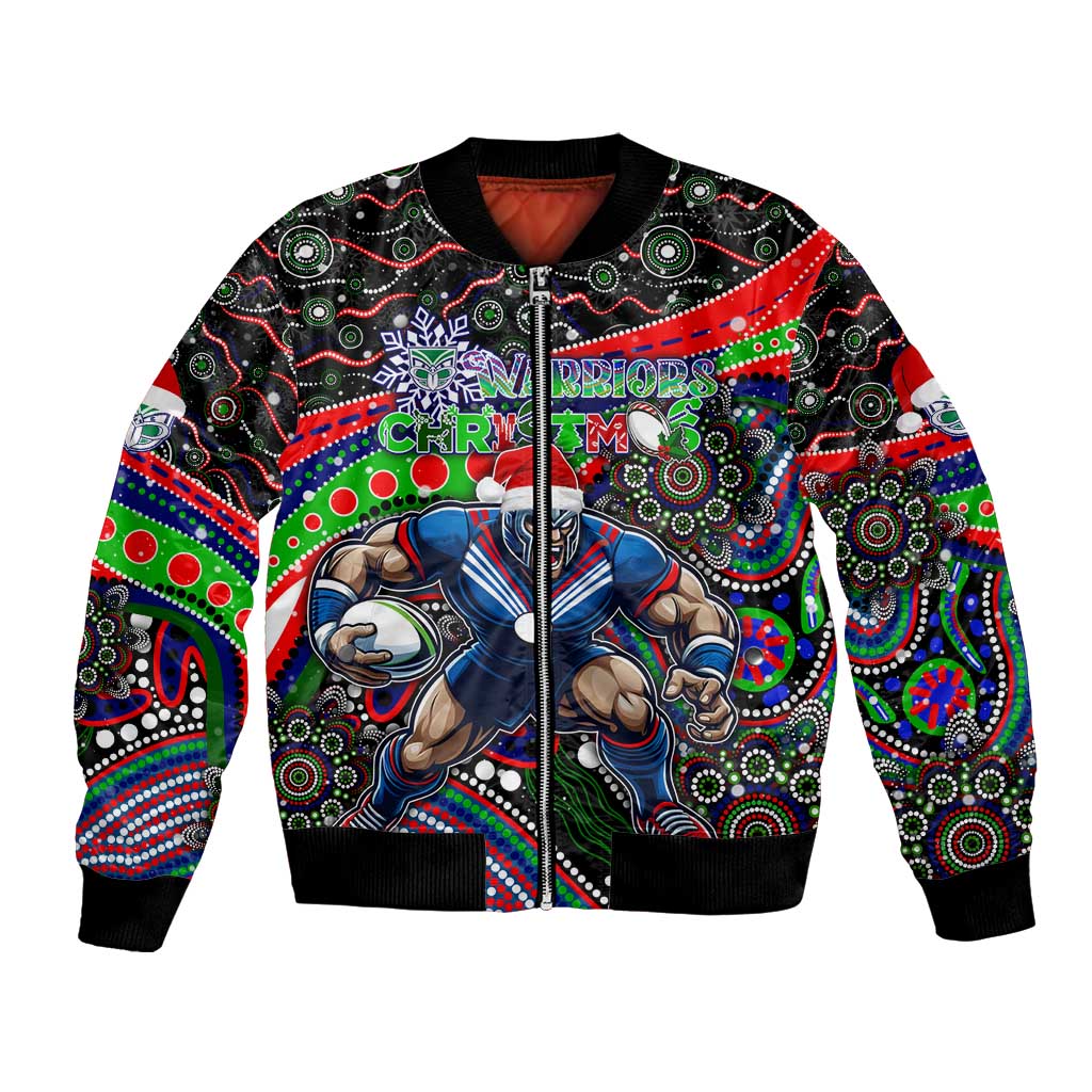Merry Christmas New Zealand Warriors Bomber Jacket Aboriginal Santa Rugby Mascot - Vibe Hoodie Shop