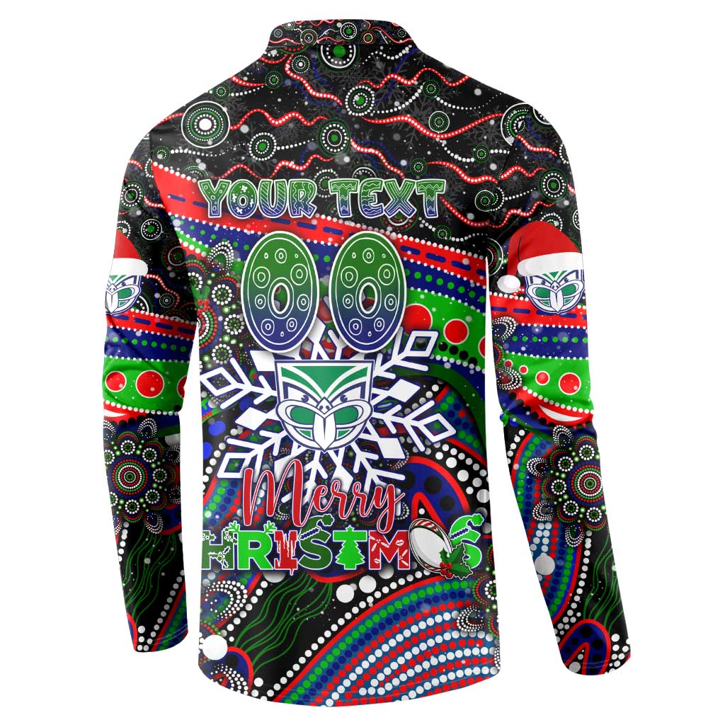 Merry Christmas New Zealand Warriors Button Sweatshirt Aboriginal Santa Rugby Mascot