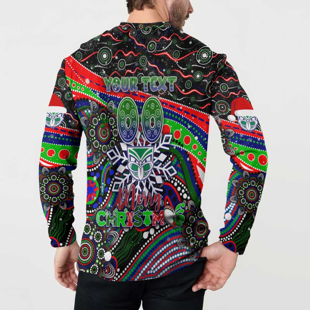 Merry Christmas New Zealand Warriors Button Sweatshirt Aboriginal Santa Rugby Mascot