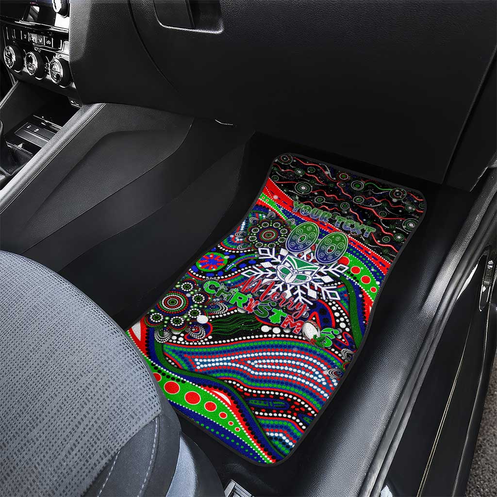 Merry Christmas New Zealand Warriors Car Mats Aboriginal Santa Rugby Mascot