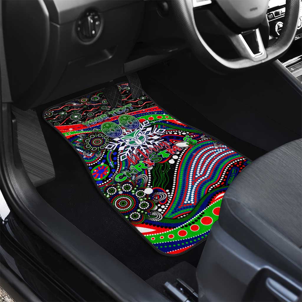 Merry Christmas New Zealand Warriors Car Mats Aboriginal Santa Rugby Mascot