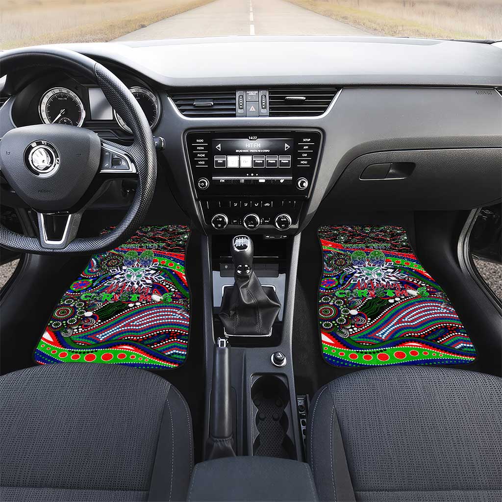 Merry Christmas New Zealand Warriors Car Mats Aboriginal Santa Rugby Mascot