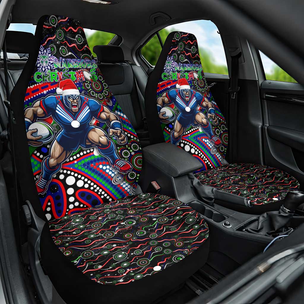 Merry Christmas New Zealand Warriors Car Seat Cover Aboriginal Santa Rugby Mascot - Vibe Hoodie Shop
