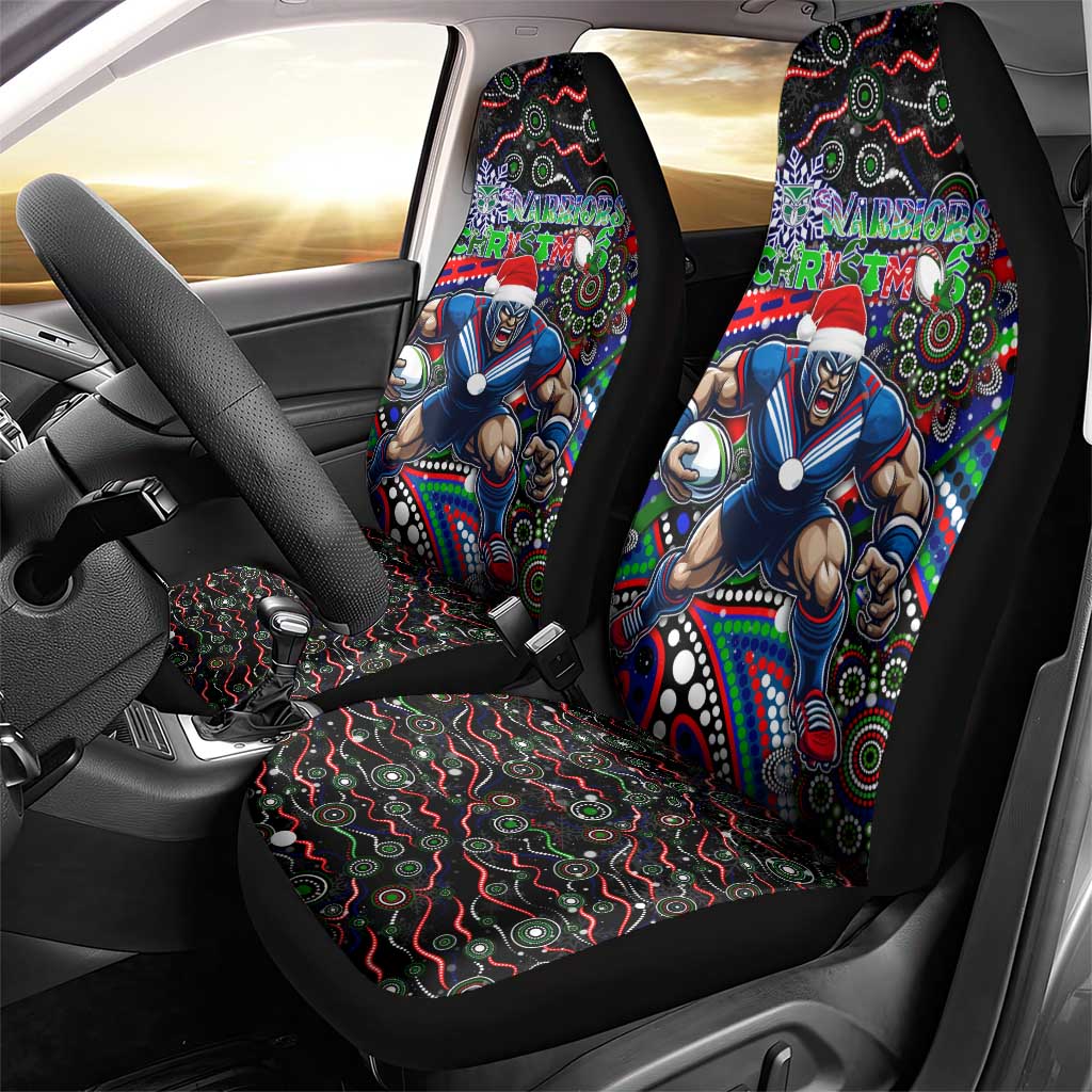 Merry Christmas New Zealand Warriors Car Seat Cover Aboriginal Santa Rugby Mascot - Vibe Hoodie Shop