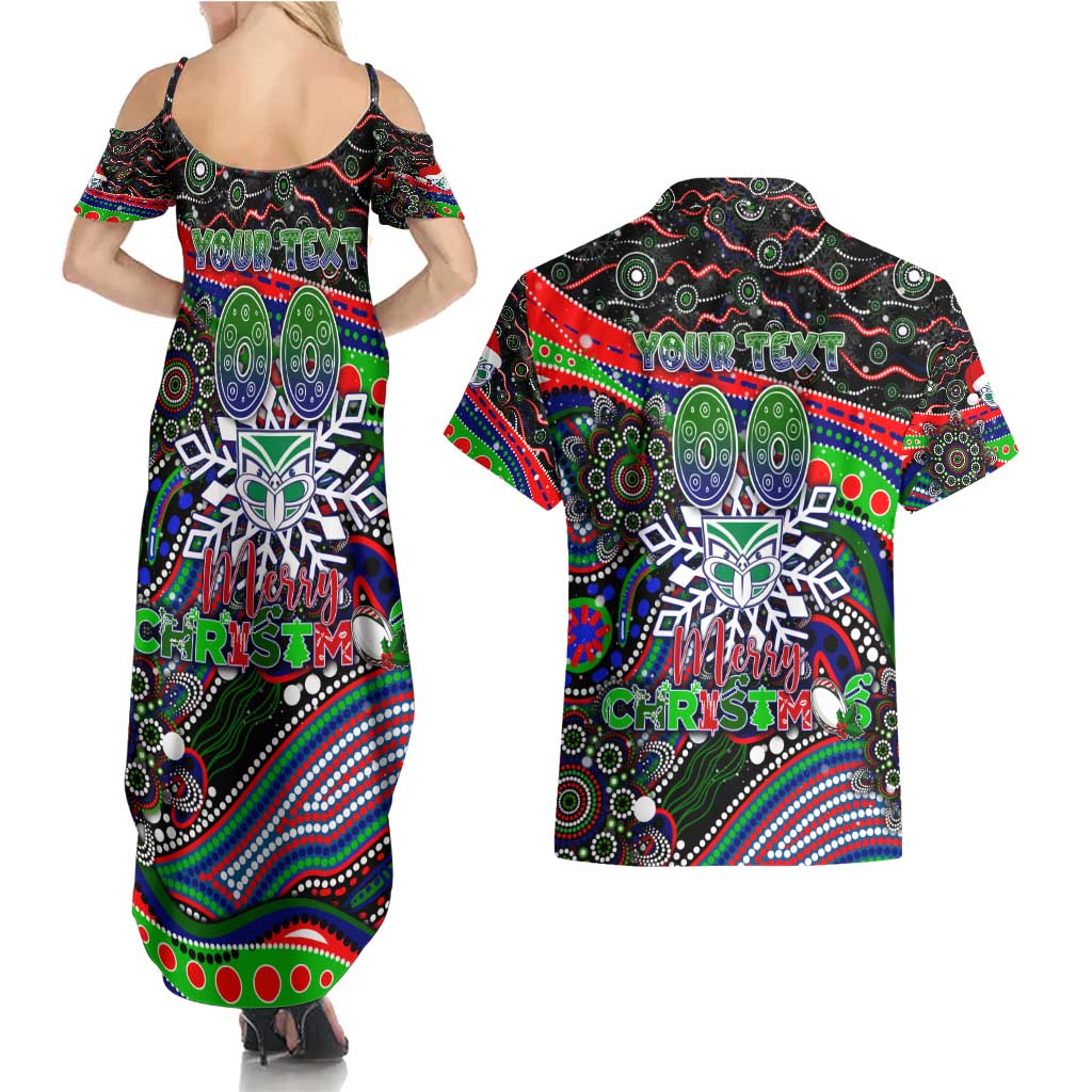 Merry Christmas New Zealand Warriors Couples Matching Summer Maxi Dress and Hawaiian Shirt Aboriginal Santa Rugby Mascot