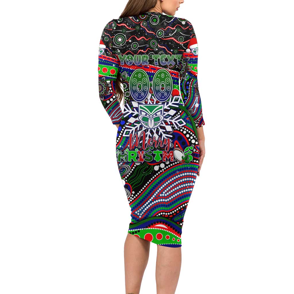 Merry Christmas New Zealand Warriors Family Matching Long Sleeve Bodycon Dress and Hawaiian Shirt Aboriginal Santa Rugby Mascot