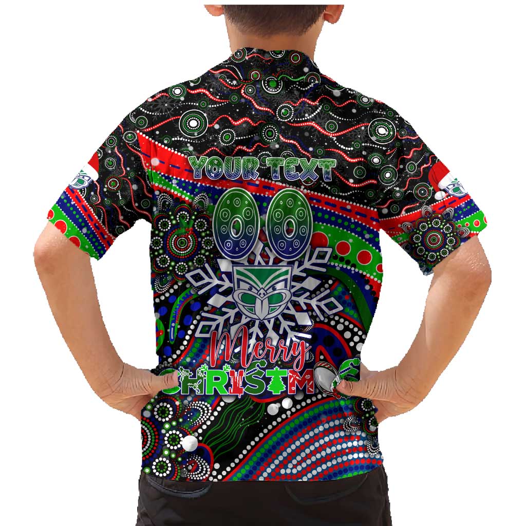 Merry Christmas New Zealand Warriors Family Matching Mermaid Dress and Hawaiian Shirt Aboriginal Santa Rugby Mascot