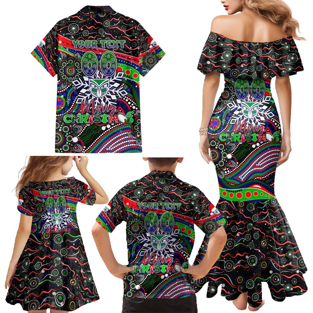 Merry Christmas New Zealand Warriors Family Matching Mermaid Dress and Hawaiian Shirt Aboriginal Santa Rugby Mascot