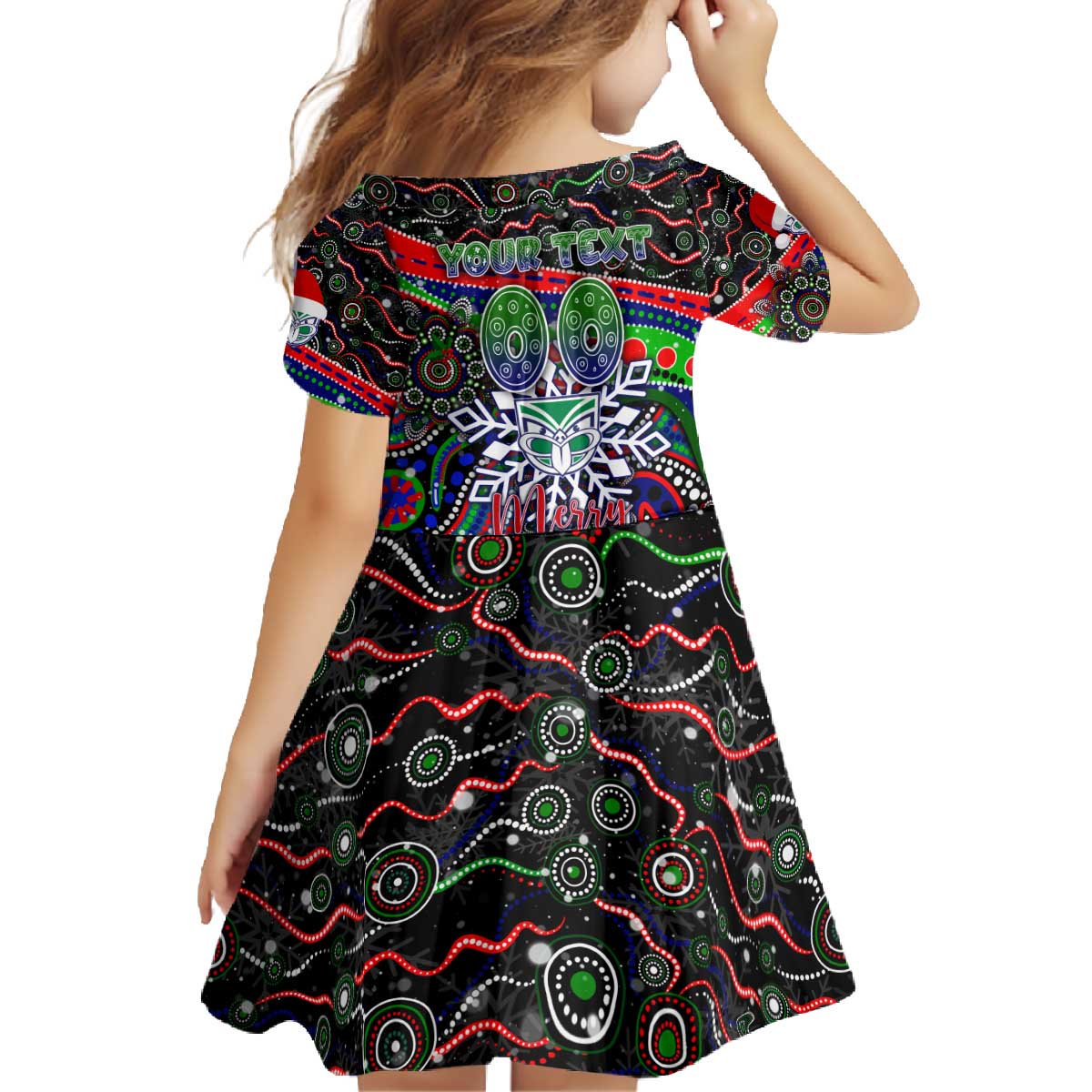 Merry Christmas New Zealand Warriors Family Matching Off The Shoulder Long Sleeve Dress and Hawaiian Shirt Aboriginal Santa Rugby Mascot