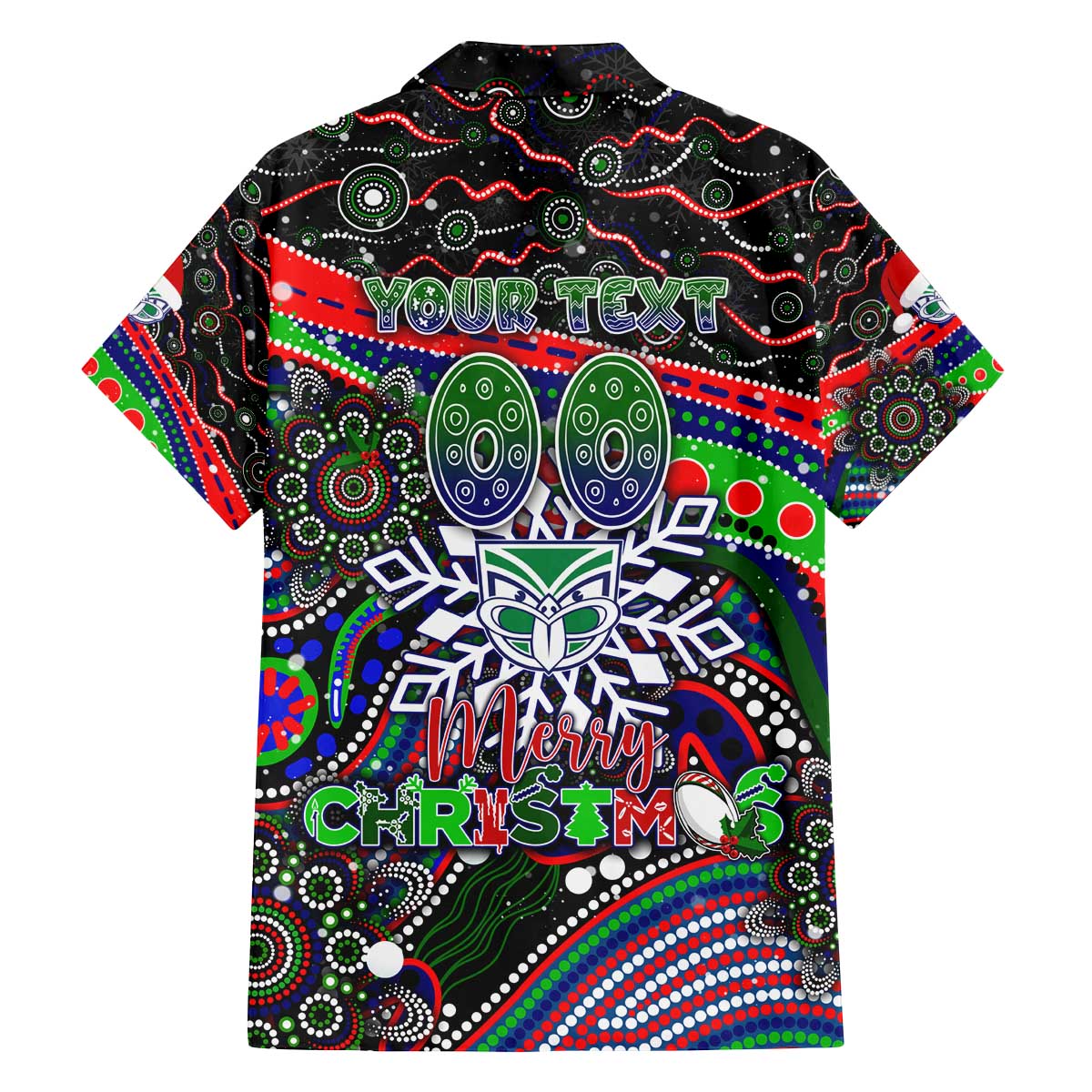 Merry Christmas New Zealand Warriors Family Matching Off The Shoulder Long Sleeve Dress and Hawaiian Shirt Aboriginal Santa Rugby Mascot