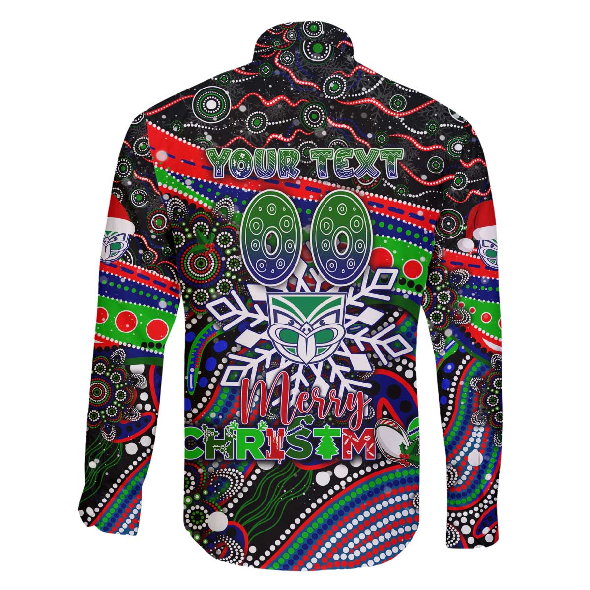 Merry Christmas New Zealand Warriors Family Matching Off The Shoulder Long Sleeve Dress and Hawaiian Shirt Aboriginal Santa Rugby Mascot