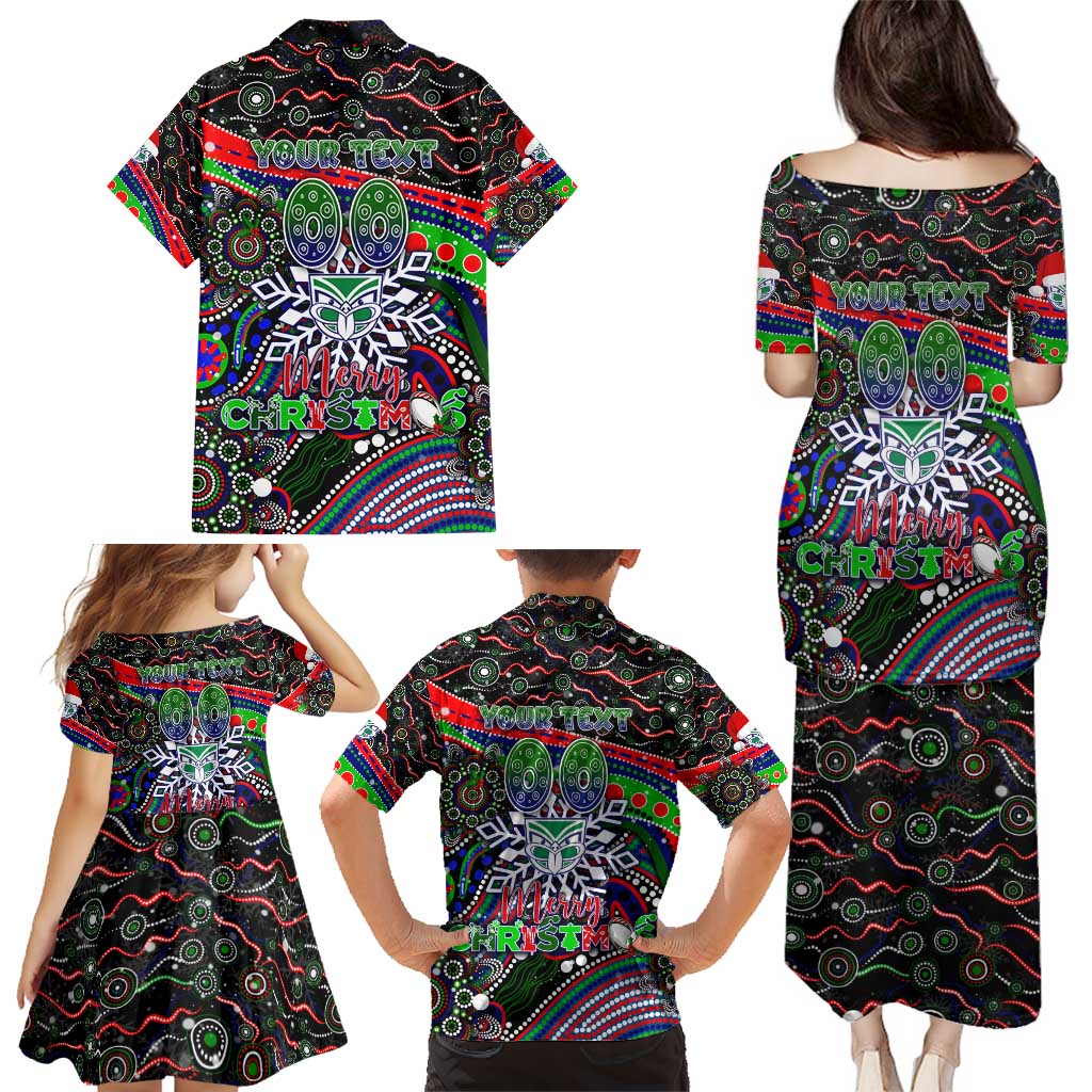 Merry Christmas New Zealand Warriors Family Matching Puletasi and Hawaiian Shirt Aboriginal Santa Rugby Mascot