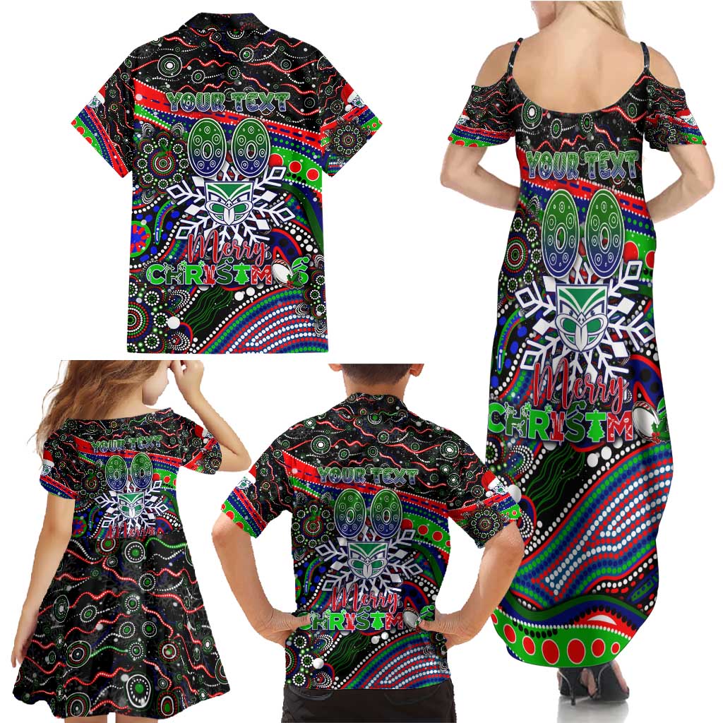 Merry Christmas New Zealand Warriors Family Matching Summer Maxi Dress and Hawaiian Shirt Aboriginal Santa Rugby Mascot