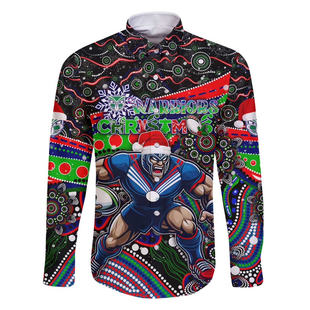 Merry Christmas New Zealand Warriors Family Matching Summer Maxi Dress and Hawaiian Shirt Aboriginal Santa Rugby Mascot