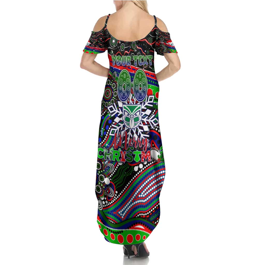 Merry Christmas New Zealand Warriors Family Matching Summer Maxi Dress and Hawaiian Shirt Aboriginal Santa Rugby Mascot