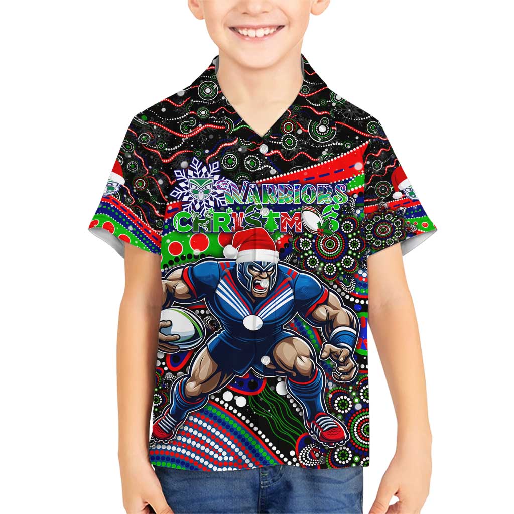 Merry Christmas New Zealand Warriors Family Matching Summer Maxi Dress and Hawaiian Shirt Aboriginal Santa Rugby Mascot