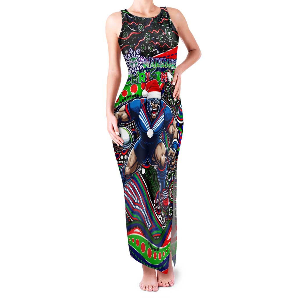 Merry Christmas New Zealand Warriors Family Matching Tank Maxi Dress and Hawaiian Shirt Aboriginal Santa Rugby Mascot