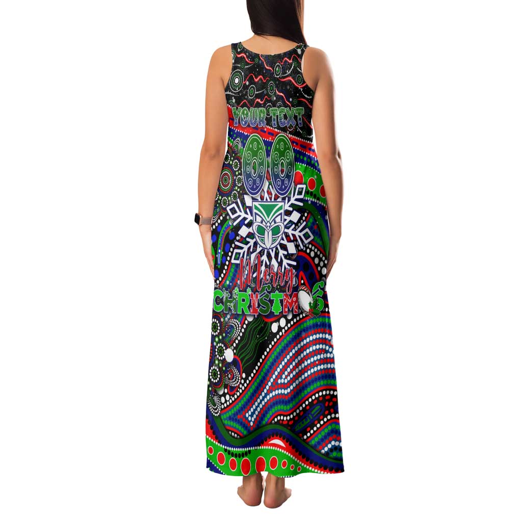 Merry Christmas New Zealand Warriors Family Matching Tank Maxi Dress and Hawaiian Shirt Aboriginal Santa Rugby Mascot