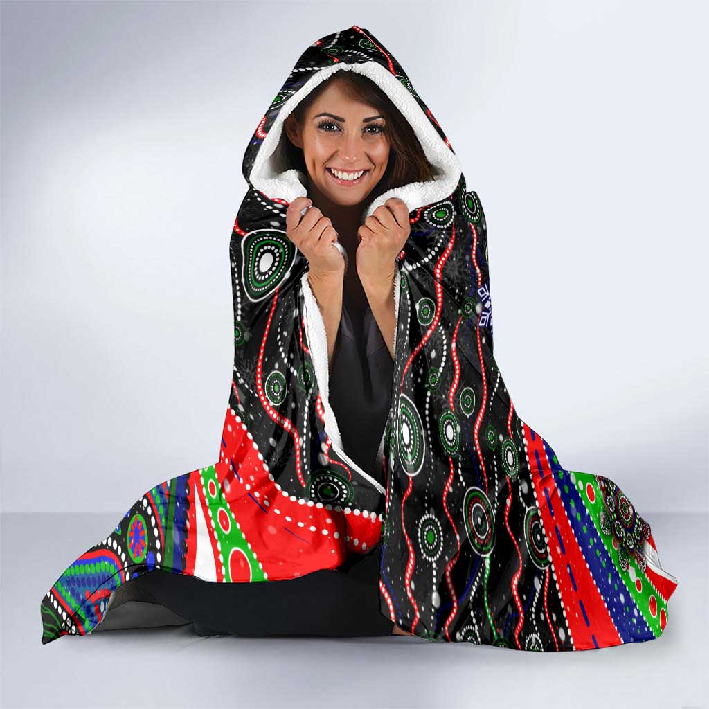 Merry Christmas New Zealand Warriors Hooded Blanket Aboriginal Santa Rugby Mascot