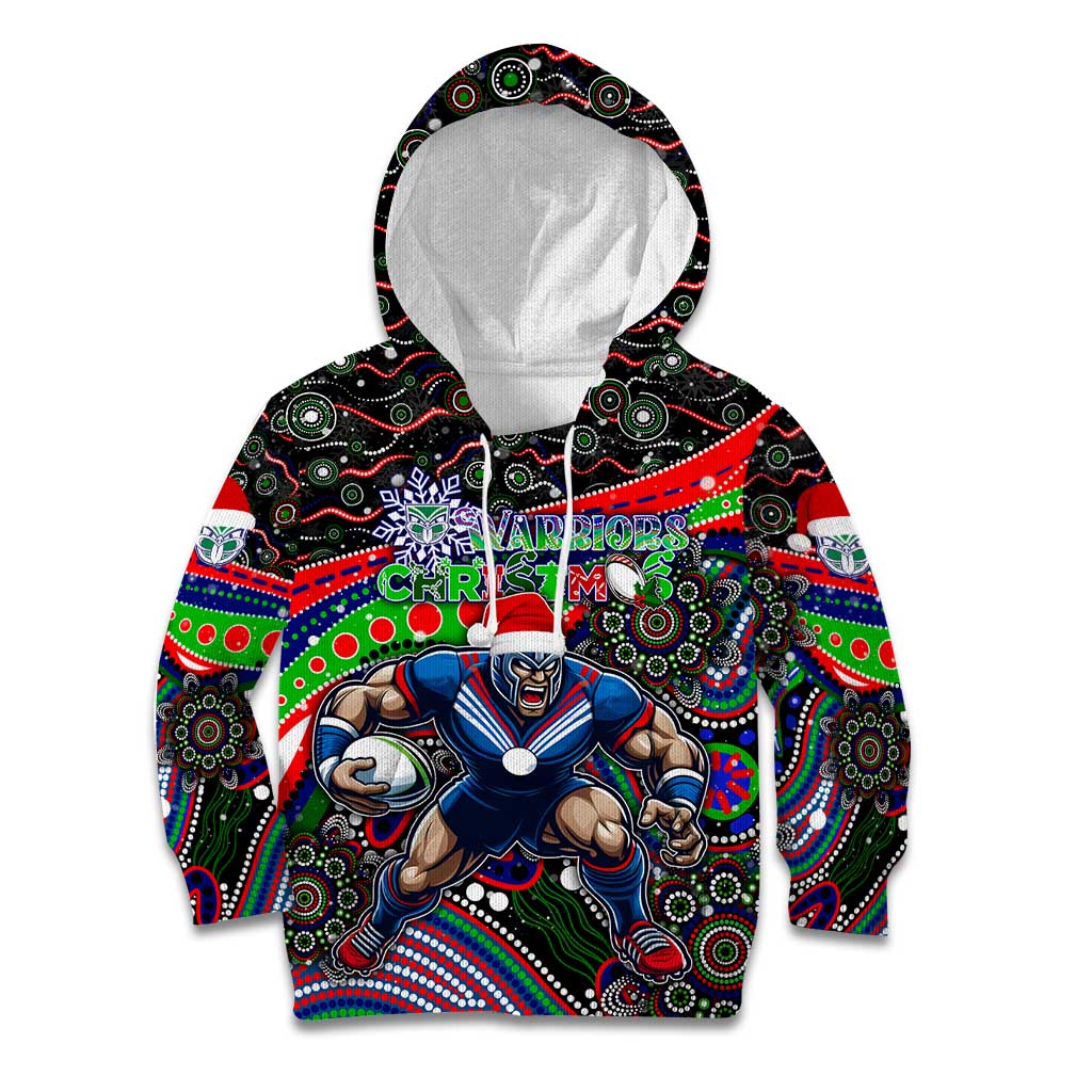 Merry Christmas New Zealand Warriors Kid Hoodie Aboriginal Santa Rugby Mascot - Vibe Hoodie Shop