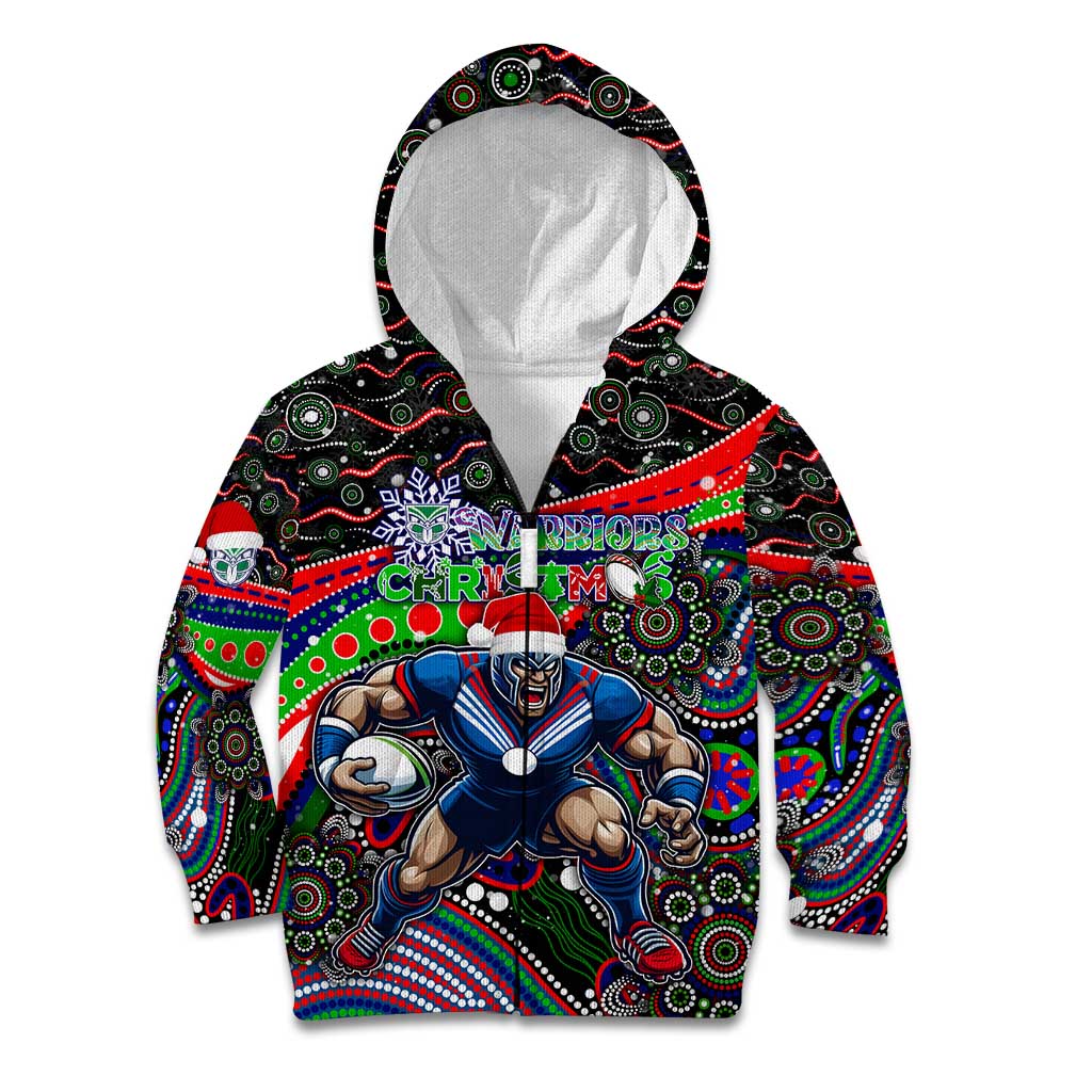 Merry Christmas New Zealand Warriors Kid Hoodie Aboriginal Santa Rugby Mascot - Vibe Hoodie Shop