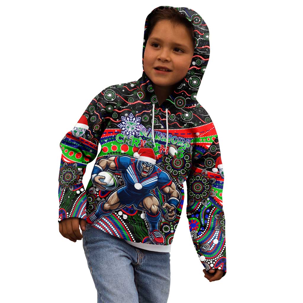 Merry Christmas New Zealand Warriors Kid Hoodie Aboriginal Santa Rugby Mascot - Vibe Hoodie Shop