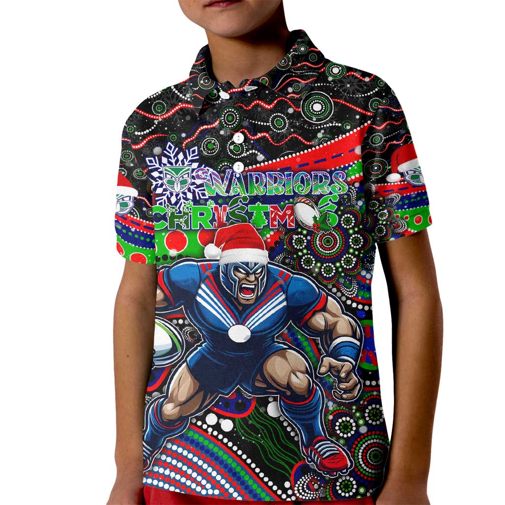 Merry Christmas New Zealand Warriors Kid Polo Shirt Aboriginal Santa Rugby Mascot - Vibe Hoodie Shop