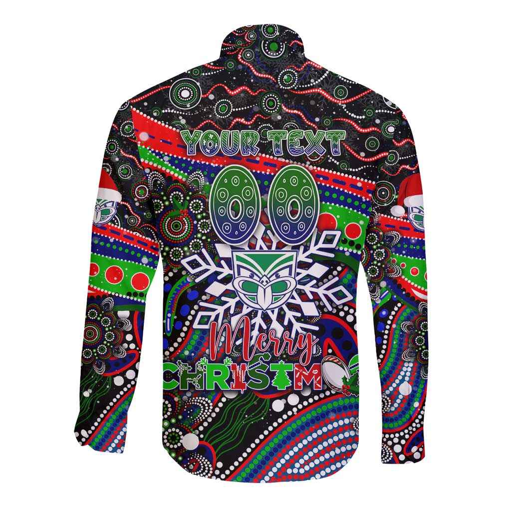 Merry Christmas New Zealand Warriors Long Sleeve Button Shirt Aboriginal Santa Rugby Mascot - Vibe Hoodie Shop