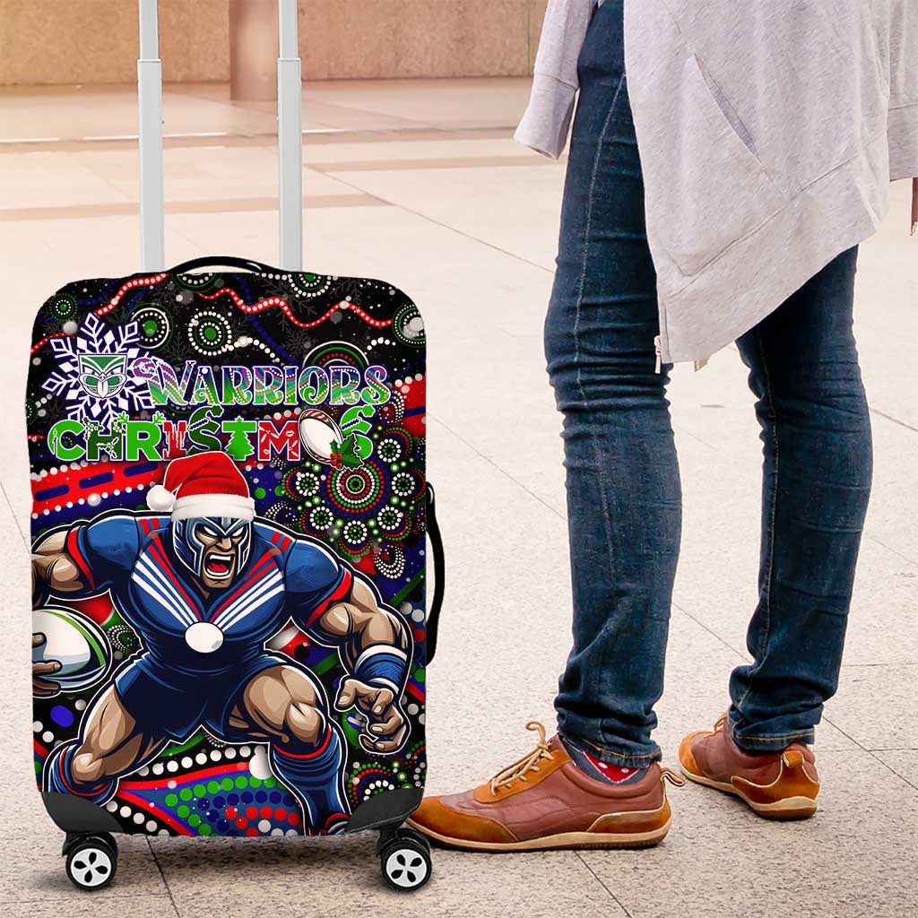 Merry Christmas New Zealand Warriors Luggage Cover Aboriginal Santa Rugby Mascot - Vibe Hoodie Shop