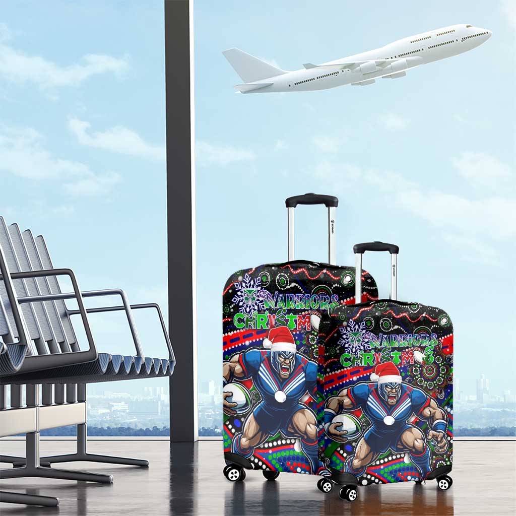 Merry Christmas New Zealand Warriors Luggage Cover Aboriginal Santa Rugby Mascot - Vibe Hoodie Shop