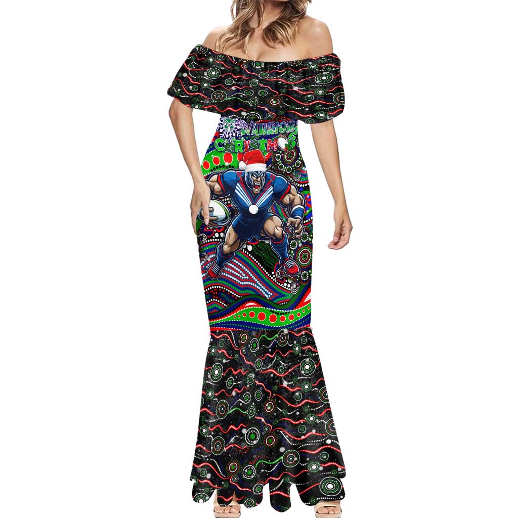 Merry Christmas New Zealand Warriors Mermaid Dress Aboriginal Santa Rugby Mascot