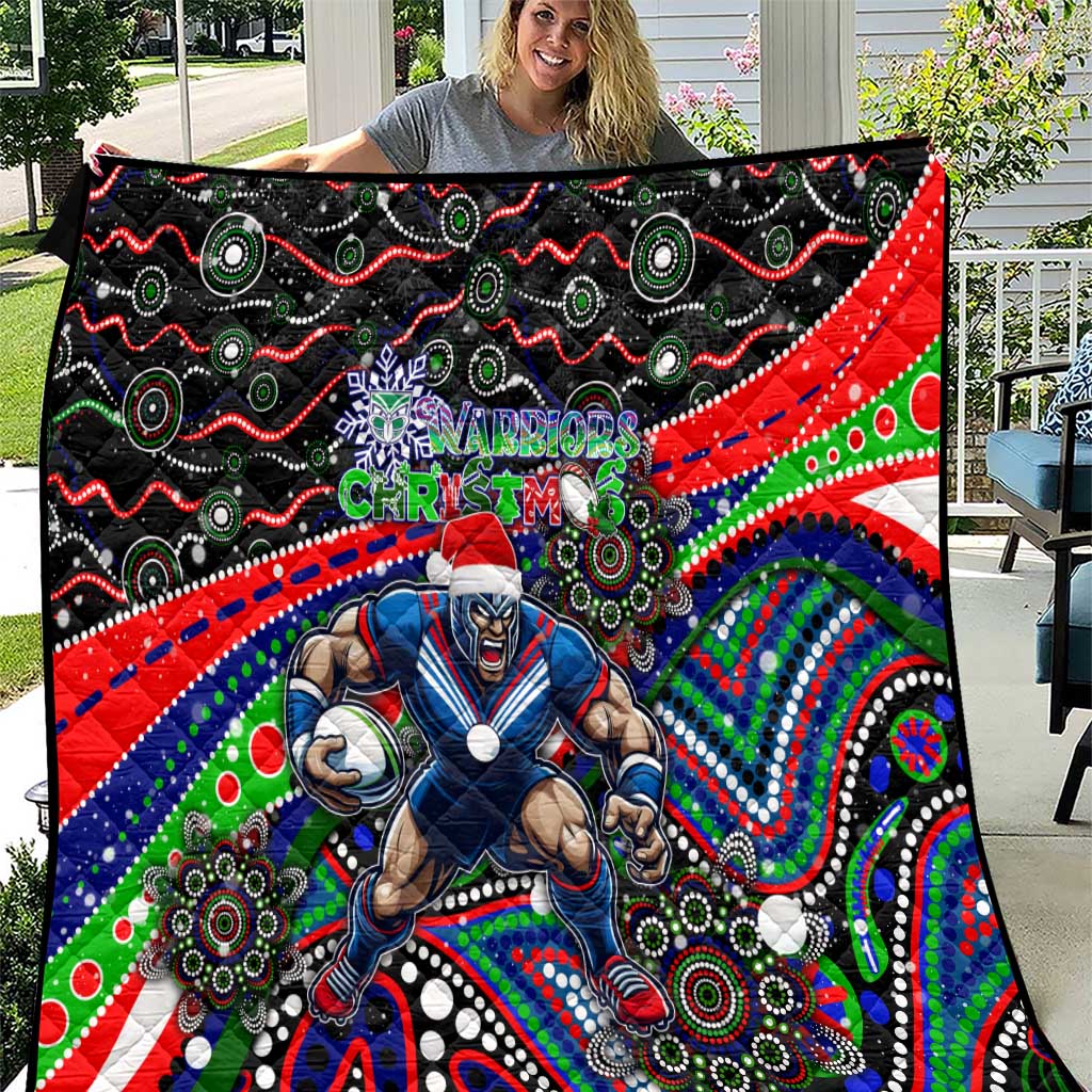 Merry Christmas New Zealand Warriors Quilt Aboriginal Santa Rugby Mascot - Vibe Hoodie Shop